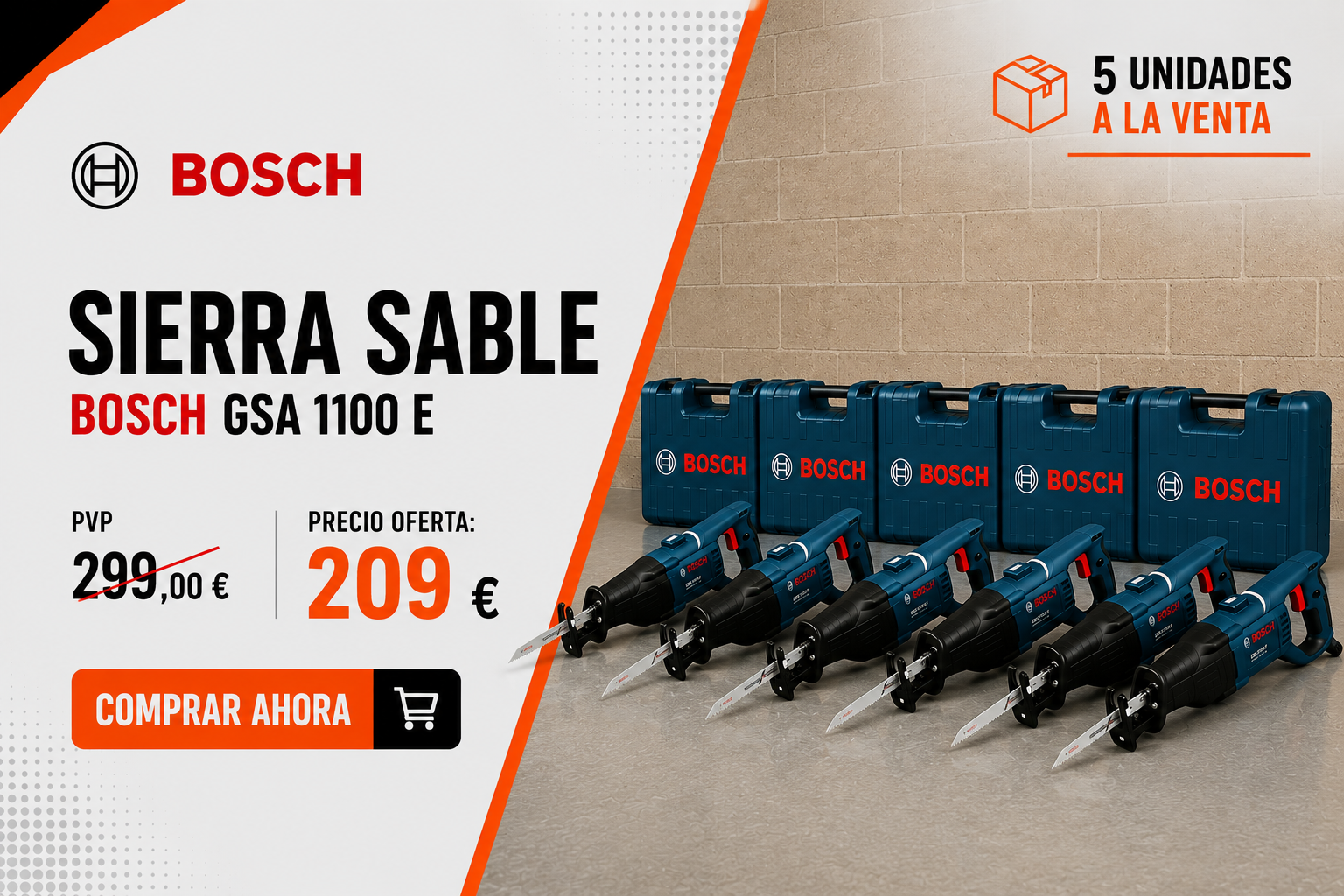 Sierra sable Bosch GSA 1100 E oferta 209 euros, 5 unidades disponibles